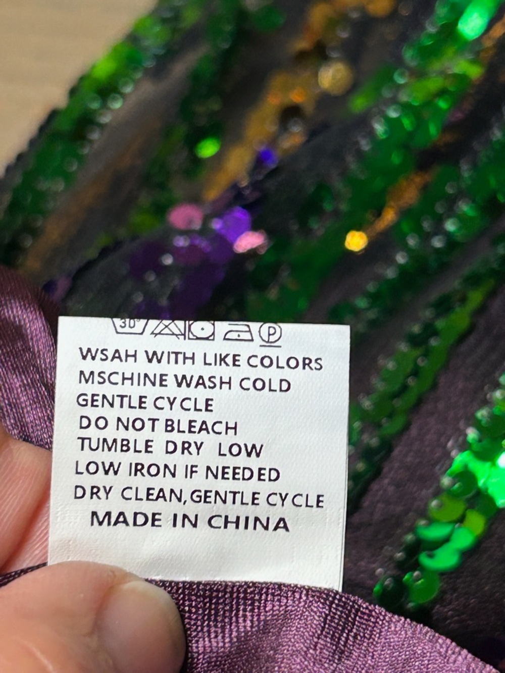 Sequined Mardi Gras Stripe Wide-Leg Pants - Purple, Green & Gold - Picture 5 of 5